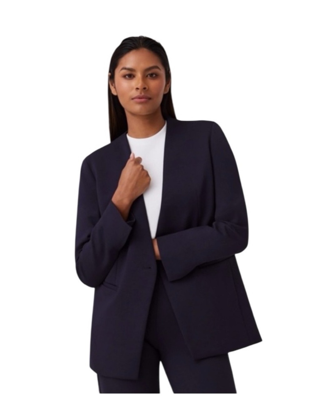 SPANX Collarless Blazer in Deep Navy